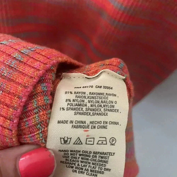 Anthropologie Moth short sleeve top scoop neckline striped orange blouse - Picture 5 of 6